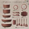 imageCAROTE 33pcs Pots and Pans Non Stick Cookware Sets Detachable Handle Induction Kitchen Pots and Pans NonStick Cooking Set OvenDishwasherFridge Safe Space SavingChocolate