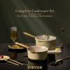 imageCAROTE 2QT amp 3QT Sauce Pan Sets with Lid amp Ladle Ceramic Nonstick Pot Set Non Toxic Saucepan Small Kitchen Cooking Pots Easy to Clean Induction Comptable PFAS PTFE Free BlackLight Green