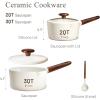 imageCAROTE 2QT amp 3QT Sauce Pan Sets with Lid amp Ladle Ceramic Nonstick Pot Set Non Toxic Saucepan Small Kitchen Cooking Pots Easy to Clean Induction Comptable PFAS PTFE Free BlackWhite