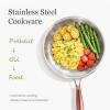 imageCAROTE 3Piece TriPly Stainless Steel Frying Pan Set Skillet Set 81012 Induction Compatible Oven amp Dishwasher Safe Gold Handle Mothers Day GiftsGold