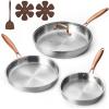 imageCAROTE 3Piece TriPly Stainless Steel Frying Pan Set Skillet Set 81012 Induction Compatible Oven amp Dishwasher Safe Gold Handle Mothers Day GiftsGold