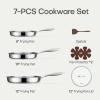imageCAROTE 3Piece TriPly Stainless Steel Frying Pan Set Skillet Set 81012 Induction Compatible Oven amp Dishwasher Safe Gold Handle Mothers Day GiftsSilver