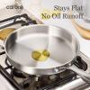 imageCAROTE 3Piece TriPly Stainless Steel Frying Pan Set Skillet Set 81012 Induction Compatible Oven amp Dishwasher Safe Gold Handle Mothers Day GiftsSilver