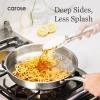 imageCAROTE 3Piece TriPly Stainless Steel Frying Pan Set Skillet Set 81012 Induction Compatible Oven amp Dishwasher Safe Gold Handle Mothers Day GiftsSilver