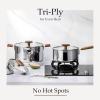 imageCAROTE15Qt amp 3Qt Stainless Steel Saucepan Set Triple Ply Stainless Steel Pot Saucepan with Glass Lid Small Sauce Pot with Wooden Handle Easy Pour Rim Mothers Day GiftsSilver
