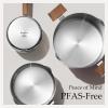 imageCAROTE15Qt amp 3Qt Stainless Steel Saucepan Set Triple Ply Stainless Steel Pot Saucepan with Glass Lid Small Sauce Pot with Wooden Handle Easy Pour Rim Mothers Day GiftsSilver