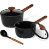 imageCAROTE 2QT amp 3QT Sauce Pan Sets with Lid amp Ladle Ceramic Nonstick Pot Set Non Toxic Saucepan Small Kitchen Cooking Pots Easy to Clean Induction Comptable PFAS PTFE Free BlackBlack