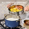 image:imageCAROTE 6QT Full Clad Tri Ply Stainless Steel Stock Pot with Lid Kitchen Stockpot Soup Pot Outer Ceramic Layer Even Heating All Stoves Compatible Oven amp Dishwasher Safe Stay Cool Handle WhiteBlue