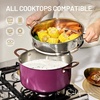 image:imageCAROTE 6QT Full Clad Tri Ply Stainless Steel Stock Pot with Lid Kitchen Stockpot Soup Pot Outer Ceramic Layer Even Heating All Stoves Compatible Oven amp Dishwasher Safe Stay Cool Handle WhitePurple
