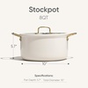 image:imageCAROTE 6QT Full Clad Tri Ply Stainless Steel Stock Pot with Lid Kitchen Stockpot Soup Pot Outer Ceramic Layer Even Heating All Stoves Compatible Oven amp Dishwasher Safe Stay Cool Handle WhiteCream White