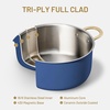 image:imageCAROTE 6QT Full Clad Tri Ply Stainless Steel Stock Pot with Lid Kitchen Stockpot Soup Pot Outer Ceramic Layer Even Heating All Stoves Compatible Oven amp Dishwasher Safe Stay Cool Handle WhiteBlue