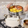 image:imageCAROTE 6QT Full Clad Tri Ply Stainless Steel Stock Pot with Lid Kitchen Stockpot Soup Pot Outer Ceramic Layer Even Heating All Stoves Compatible Oven amp Dishwasher Safe Stay Cool Handle WhiteCream White