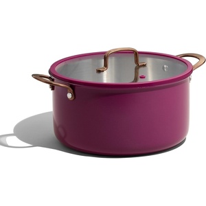 image:imageCAROTE 6QT Full Clad Tri Ply Stainless Steel Stock Pot with Lid Kitchen Stockpot Soup Pot Outer Ceramic Layer Even Heating All Stoves Compatible Oven amp Dishwasher Safe Stay Cool Handle WhitePurple