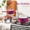 image:imageCAROTE 15Qt amp 30Qt Stainless Steel Saucepan Set with Steamer amp Ladle NonToxic 3Ply Stainless Steel Pot with Lids Small Pots for Cooking Oven Safe Induction Compatible Cookware PurplePurple