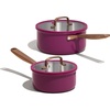 image:imageCAROTE 15Qt amp 30Qt Stainless Steel Saucepan Set with Steamer amp Ladle NonToxic 3Ply Stainless Steel Pot with Lids Small Pots for Cooking Oven Safe Induction Compatible Cookware PurplePurple