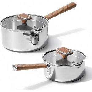 image:imageCAROTE 15Qt amp 30Qt Stainless Steel Saucepan Set with Steamer amp Ladle NonToxic 3Ply Stainless Steel Pot with Lids Small Pots for Cooking Oven Safe Induction Compatible Cookware PurpleSliver