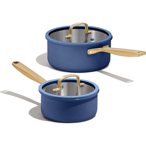 image:imageCAROTE 15Qt amp 30Qt Stainless Steel Saucepan Set with Steamer amp Ladle NonToxic 3Ply Stainless Steel Pot with Lids Small Pots for Cooking Oven Safe Induction Compatible Cookware PurpleBlue