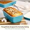 image:imageCAROTE 6Piece Ceramic Baking Pans Set Aluminized Steel Bakeware Sets ToxinFree Nonstick Stackable Oven Pans with Cookie Sheet Muffin Pan Loaf Pan Round amp Square Cake Pan Cooling RackBlue 7pcs