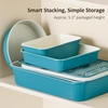 image:imageCAROTE 6Piece Ceramic Baking Pans Set Aluminized Steel Bakeware Sets ToxinFree Nonstick Stackable Oven Pans with Cookie Sheet Muffin Pan Loaf Pan Round amp Square Cake Pan Cooling RackBlue 7pcs