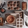 image:imageCAROTE 6Piece Ceramic Baking Pans Set Aluminized Steel Bakeware Sets ToxinFree Nonstick Stackable Oven Pans with Cookie Sheet Muffin Pan Loaf Pan Round amp Square Cake Pan Cooling RackGray  Khaki