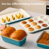 image:imageCAROTE 6Piece Ceramic Baking Pans Set Aluminized Steel Bakeware Sets ToxinFree Nonstick Stackable Oven Pans with Cookie Sheet Muffin Pan Loaf Pan Round amp Square Cake Pan Cooling RackBlue 7pcs
