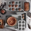 image:imageCAROTE 6Piece Ceramic Baking Pans Set Aluminized Steel Bakeware Sets ToxinFree Nonstick Stackable Oven Pans with Cookie Sheet Muffin Pan Loaf Pan Round amp Square Cake Pan Cooling RackGray  Blue