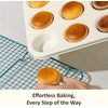 image:imageCAROTE 6Piece Ceramic Baking Pans Set Aluminized Steel Bakeware Sets ToxinFree Nonstick Stackable Oven Pans with Cookie Sheet Muffin Pan Loaf Pan Round amp Square Cake Pan Cooling RackBlue 6pcs