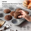 image:imageCAROTE 6Piece Ceramic Baking Pans Set Aluminized Steel Bakeware Sets ToxinFree Nonstick Stackable Oven Pans with Cookie Sheet Muffin Pan Loaf Pan Round amp Square Cake Pan Cooling RackGray  Blue