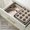 image:imageCAROTE 6Piece Ceramic Baking Pans Set Aluminized Steel Bakeware Sets ToxinFree Nonstick Stackable Oven Pans with Cookie Sheet Muffin Pan Loaf Pan Round amp Square Cake Pan Cooling RackGray  Khaki