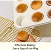 image:imageCAROTE 6Piece Ceramic Baking Pans Set Aluminized Steel Bakeware Sets ToxinFree Nonstick Stackable Oven Pans with Cookie Sheet Muffin Pan Loaf Pan Round amp Square Cake Pan Cooling RackYellow 7pcs