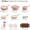image:imageCAROTE Ceramic Cookware Set 14 PCS Pots and Pans Set Non Stick Pot and Pan Set with Frying pan Induction Ready Cooking Set for Kitchen PFOSPFOAPFAS Free PinkPink
