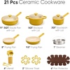 image:imageCAROTE Ceramic Cookware Set 14 PCS Pots and Pans Set Non Stick Pot and Pan Set with Frying pan Induction Ready Cooking Set for Kitchen PFOSPFOAPFAS Free PinkYellow