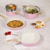 image:imageCAROTE Ceramic Cookware Set 14 PCS Pots and Pans Set Non Stick Pot and Pan Set with Frying pan Induction Ready Cooking Set for Kitchen PFOSPFOAPFAS Free PinkBlush Pink