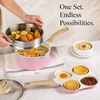 image:imageCAROTE Ceramic Cookware Set 14 PCS Pots and Pans Set Non Stick Pot and Pan Set with Frying pan Induction Ready Cooking Set for Kitchen PFOSPFOAPFAS Free PinkBlush Pink
