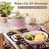 image:imageCAROTE Ceramic Cookware Set 14 PCS Pots and Pans Set Non Stick Pot and Pan Set with Frying pan Induction Ready Cooking Set for Kitchen PFOSPFOAPFAS Free PinkBlush Pink