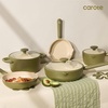 image:imageCAROTE Ceramic Cookware Set 14 PCS Pots and Pans Set Non Stick Pot and Pan Set with Frying pan Induction Ready Cooking Set for Kitchen PFOSPFOAPFAS Free PinkGreen