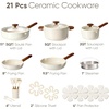 image:imageCAROTE Ceramic Cookware Set 14 PCS Pots and Pans Set Non Stick Pot and Pan Set with Frying pan Induction Ready Cooking Set for Kitchen PFOSPFOAPFAS Free PinkWhite