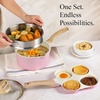 image:imageCAROTE Ceramic Cookware Set 14 PCS Pots and Pans Set Non Stick Pot and Pan Set with Frying pan Induction Ready Cooking Set for Kitchen PFOSPFOAPFAS Free PinkBlush Pink