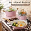 image:imageCAROTE Ceramic Cookware Set 14 PCS Pots and Pans Set Non Stick Pot and Pan Set with Frying pan Induction Ready Cooking Set for Kitchen PFOSPFOAPFAS Free PinkBlush Pink