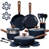 image:imageCAROTE Ceramic Cookware Set 14 PCS Pots and Pans Set Non Stick Pot and Pan Set with Frying pan Induction Ready Cooking Set for Kitchen PFOSPFOAPFAS Free PinkBlue