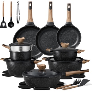 image:imageCAROTE 39PCS Pots and Pans Set Non Stick Cookware Set Pots and Pans Induction Cook Ware Nonstick Kitchen Cooking PFOA Free BlackBlack