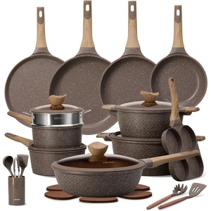 image:imageCAROTE 39PCS Pots and Pans Set Non Stick Cookware Set Pots and Pans Induction Cook Ware Nonstick Kitchen Cooking PFOA Free BlackDark Brown