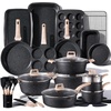image:imageCAROTE 10Pcs Pots and Pans Set Nonstick Non Stick Cooking Set wFrying Pans amp Saucepans Induction Kitchen Cookware SetBlack