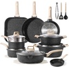 image:imageCAROTE 10Pcs Pots and Pans Set Nonstick Non Stick Cooking Set wFrying Pans amp Saucepans Induction Kitchen Cookware SetClassic Black