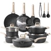 image:imageCAROTE 10Pcs Pots and Pans Set Nonstick Non Stick Cooking Set wFrying Pans amp Saucepans Induction Kitchen Cookware SetClassic Black