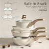 image:imageCAROTE 10Pcs Pots and Pans Set Nonstick Non Stick Cooking Set wFrying Pans amp Saucepans Induction Kitchen Cookware SetCream White