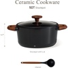 image:imageCAROTE 5QT Ceramic Stock Pot with Ladle Nonstick Casserole with Lid Even Heating Stockpot Fits All Stoves Non Stick Large Capacity Cooking Pots PFAS Free BlackBlack