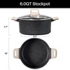 image:imageCAROTE Nonstick Stock Pot with Lid Soup Pot 6 Quart Casserole with Lid Easy to Clean Non Stick Cooking PotPasta PotBlack