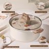 image:imageCAROTE Nonstick Stock Pot with Lid Soup Pot 6 Quart Casserole with Lid Easy to Clean Non Stick Cooking PotPasta PotCream White