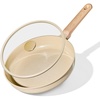 image:imageCAROTE 8 Frying Pan Set Ceramic Frying Pan NonToxic PTFE amp PFOA Free Fry Pan amp Omelet Pan Compatible with Induction Gas CooktopsOatmeal
